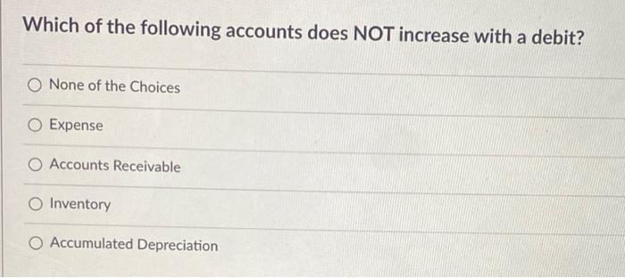 Solved Which of the following accounts does NOT increase | Chegg.com