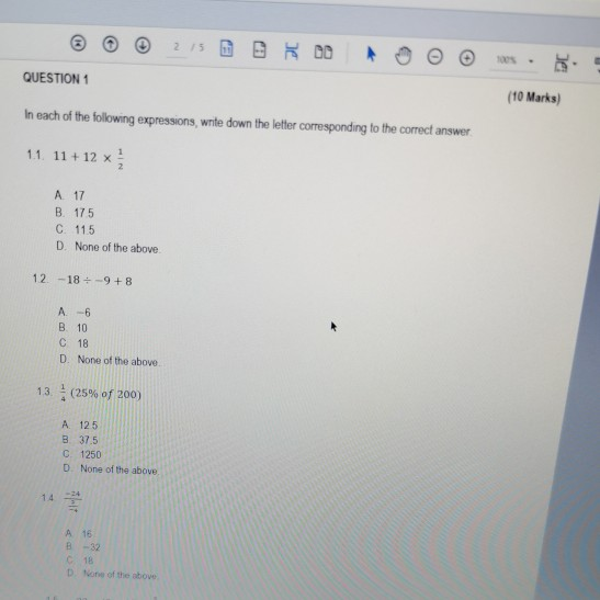 Solved 25 QUESTION 1 (10 Marks) In each of the following | Chegg.com