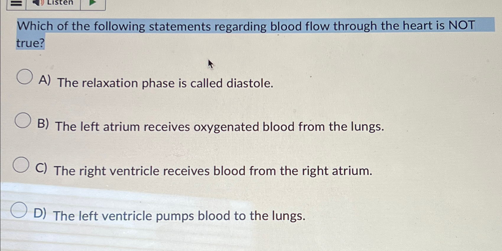 Solved Which of the following statements regarding blood | Chegg.com