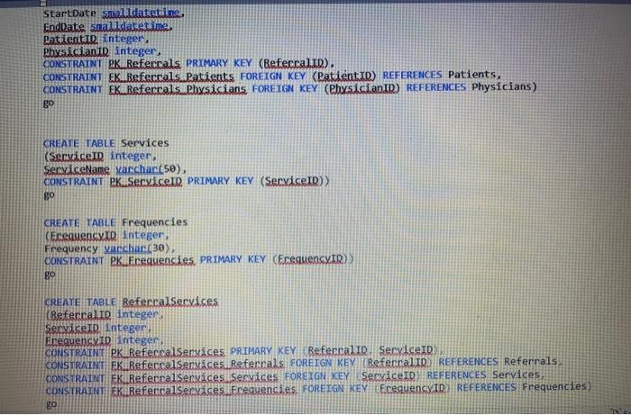 Create a new database and execute the code below in | Chegg.com