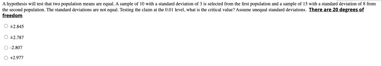 Solved A hypothesis will test that two population means are | Chegg.com