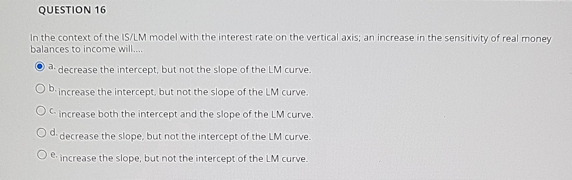 Solved QUESTION 16 In the context of the IS/LM model with | Chegg.com