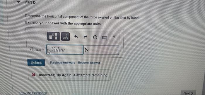 Part D Determine the horizontal component of the | Chegg.com
