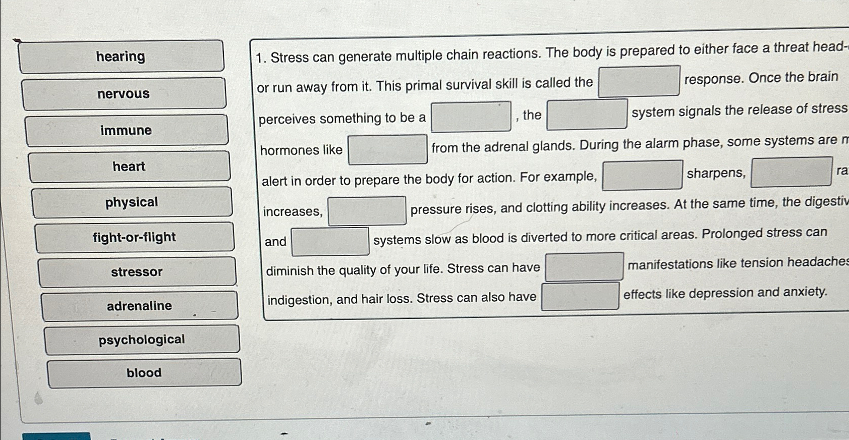 Solved Stress can generate multiple chain reactions. The | Chegg.com
