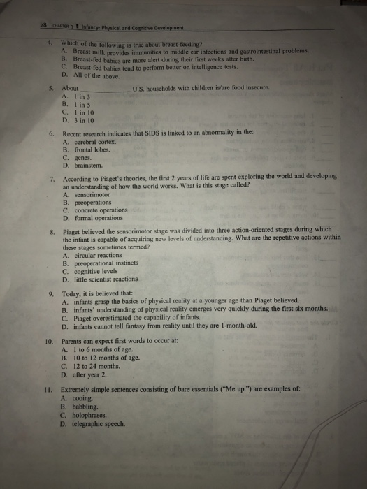 Solved 28 CHAPTER 3 Infancy Physical and Cognitive Chegg