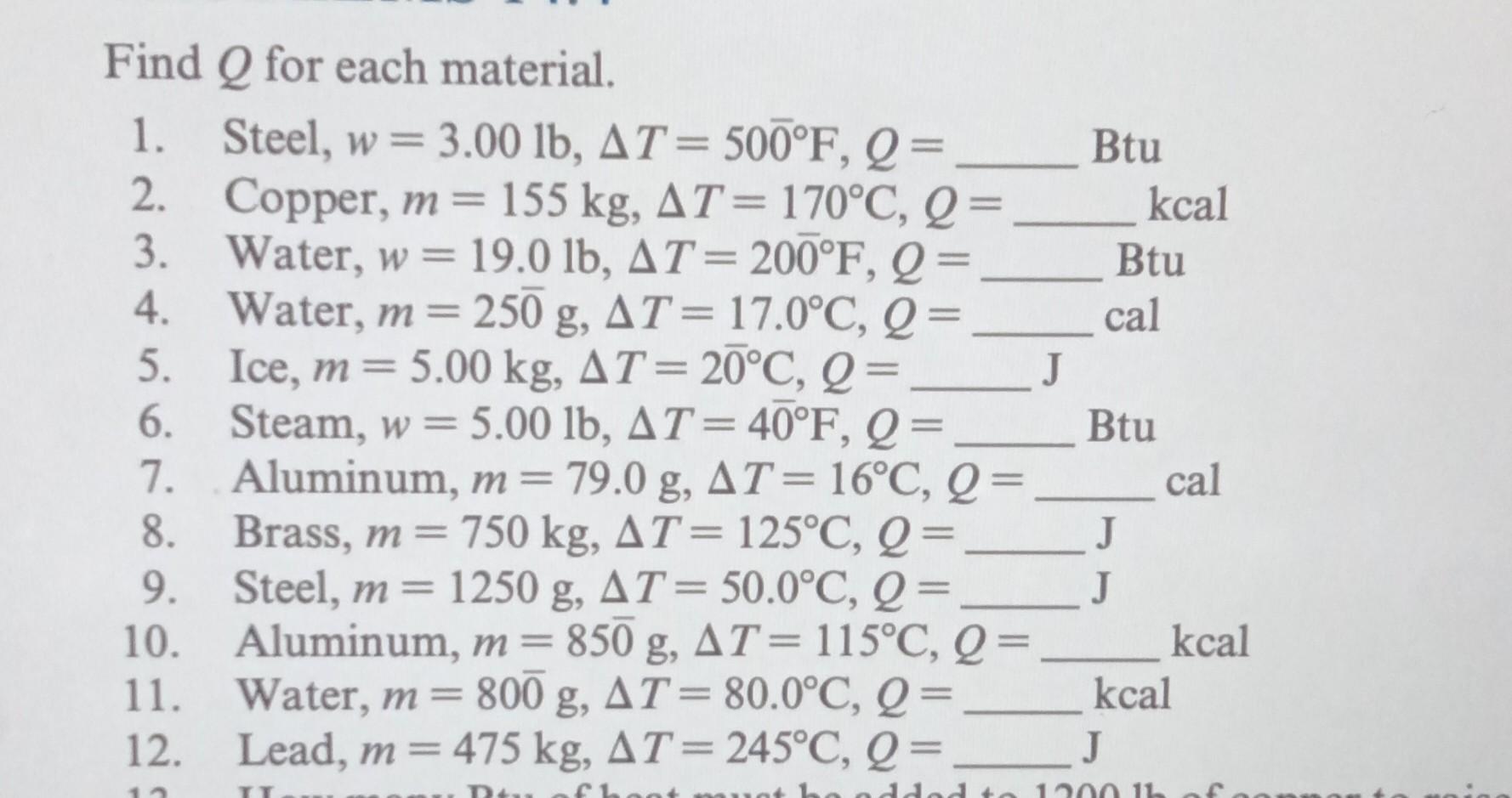 Solved Find Q For Each Material. 1. Steel, | Chegg.com