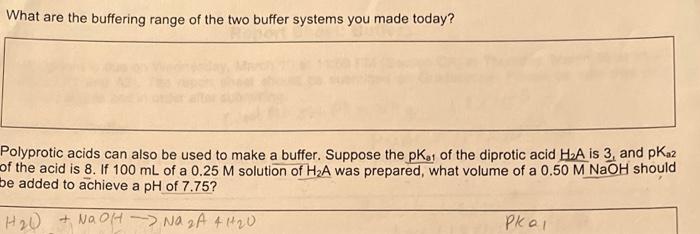 Solved What are the buffering range of the two buffer | Chegg.com
