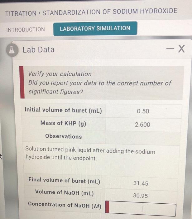 Solved TITRATION STANDARDIZATION OF SODIUM HYDROXIDE