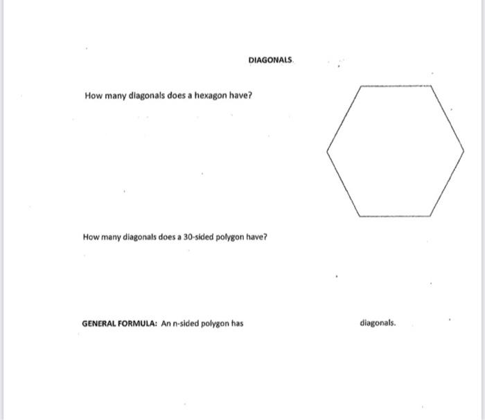 Solved DIAGONALS How many diagonals does a hexagon have? How | Chegg.com