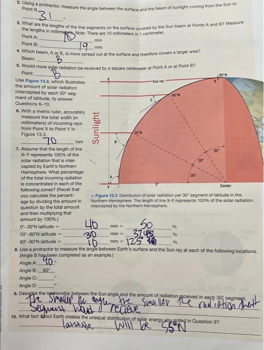 Solved 2. Using A Protractor, Measure The Angle Between The | Chegg.com