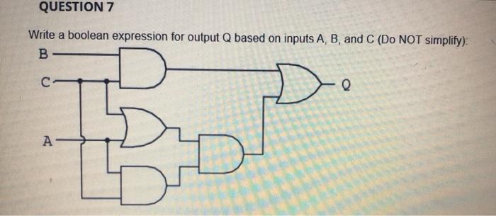 Solved QUESTION 7 Write a boolean expression for output Q | Chegg.com