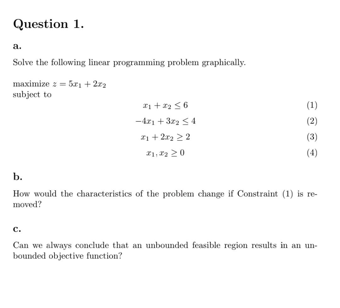 Solved Solve The Following Linear Programming Problem | Chegg.com