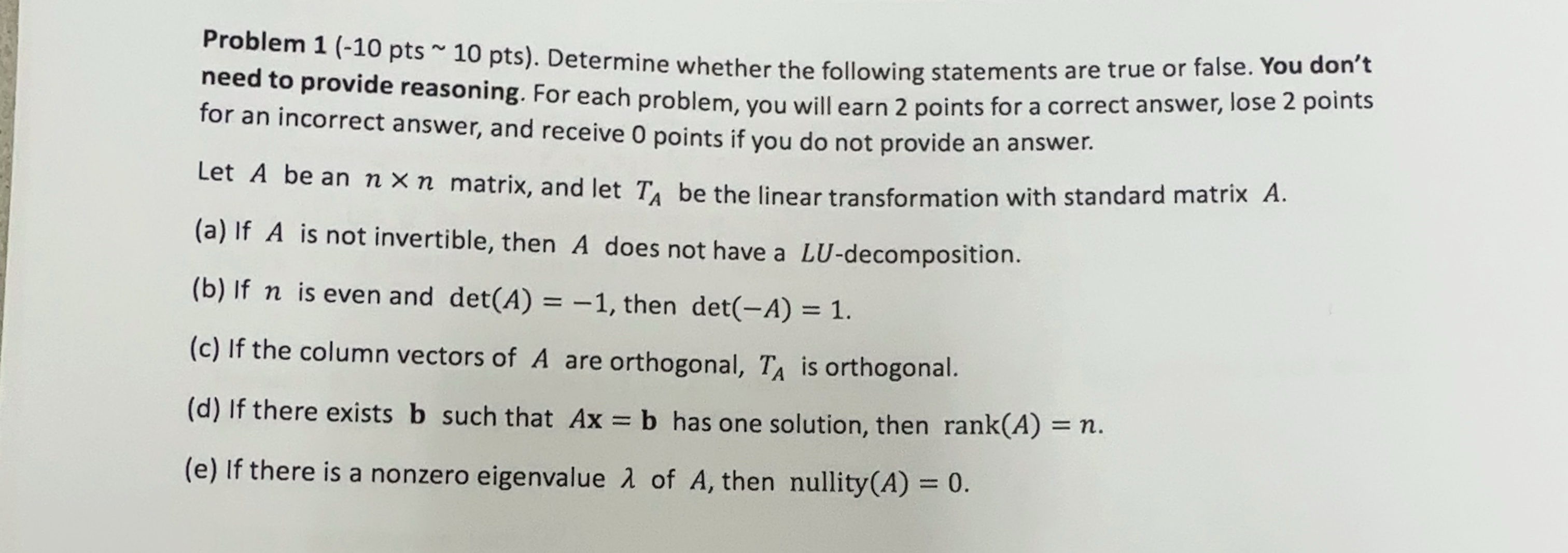 Solved Problem 1 ( -10 ﻿pts 10 ﻿pts). ﻿Determine whether the | Chegg.com