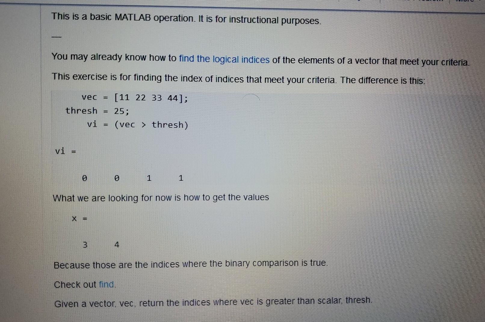 Solved This is a basic MATLAB operation. It is for | Chegg.com