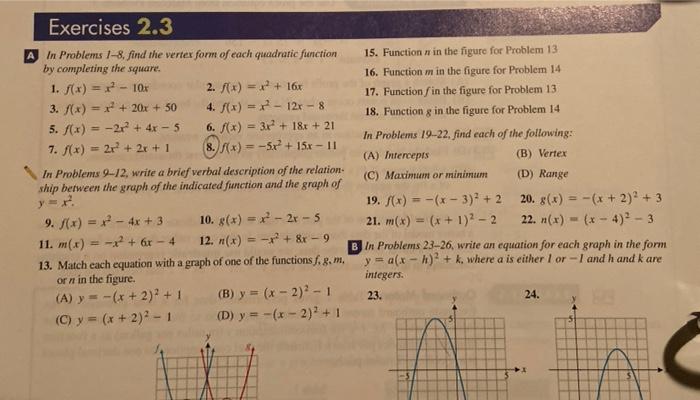 Solved can you please help me with these problems? only the | Chegg.com