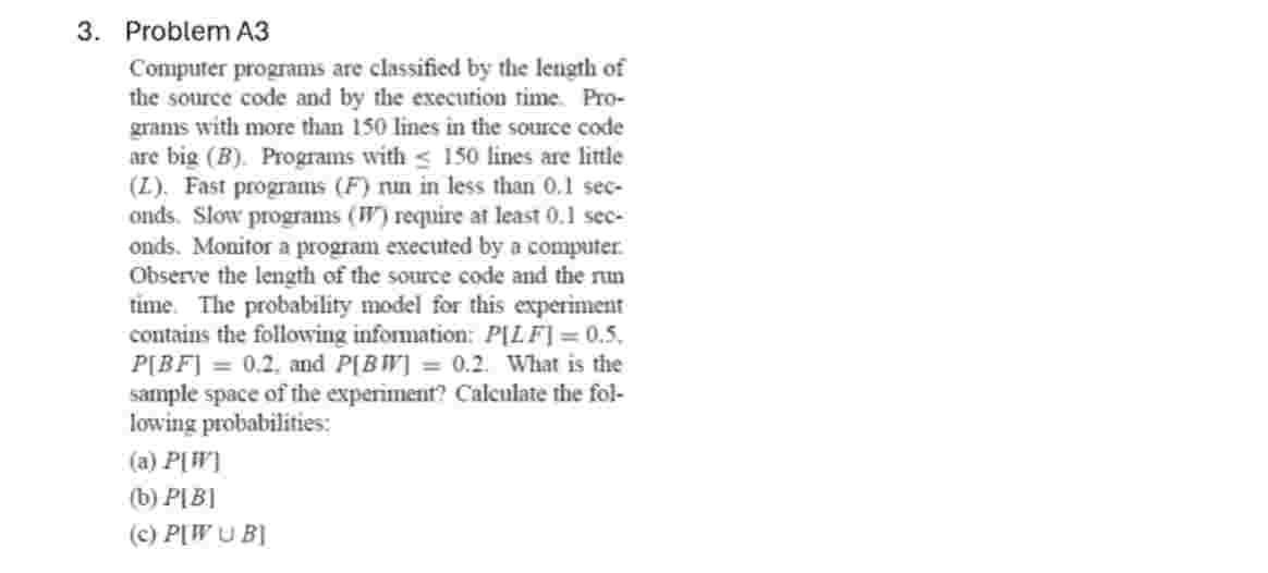Solved Problem A3Computer programs are classified by ﻿the | Chegg.com