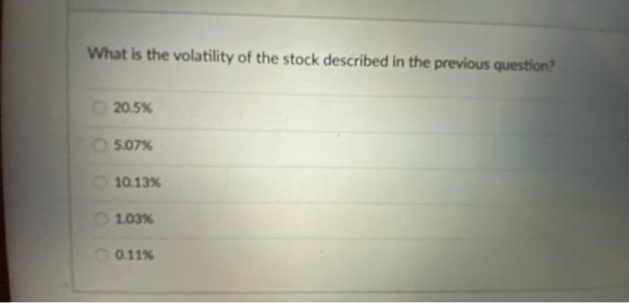 Solved What is the volatility of the stock described in the | Chegg.com