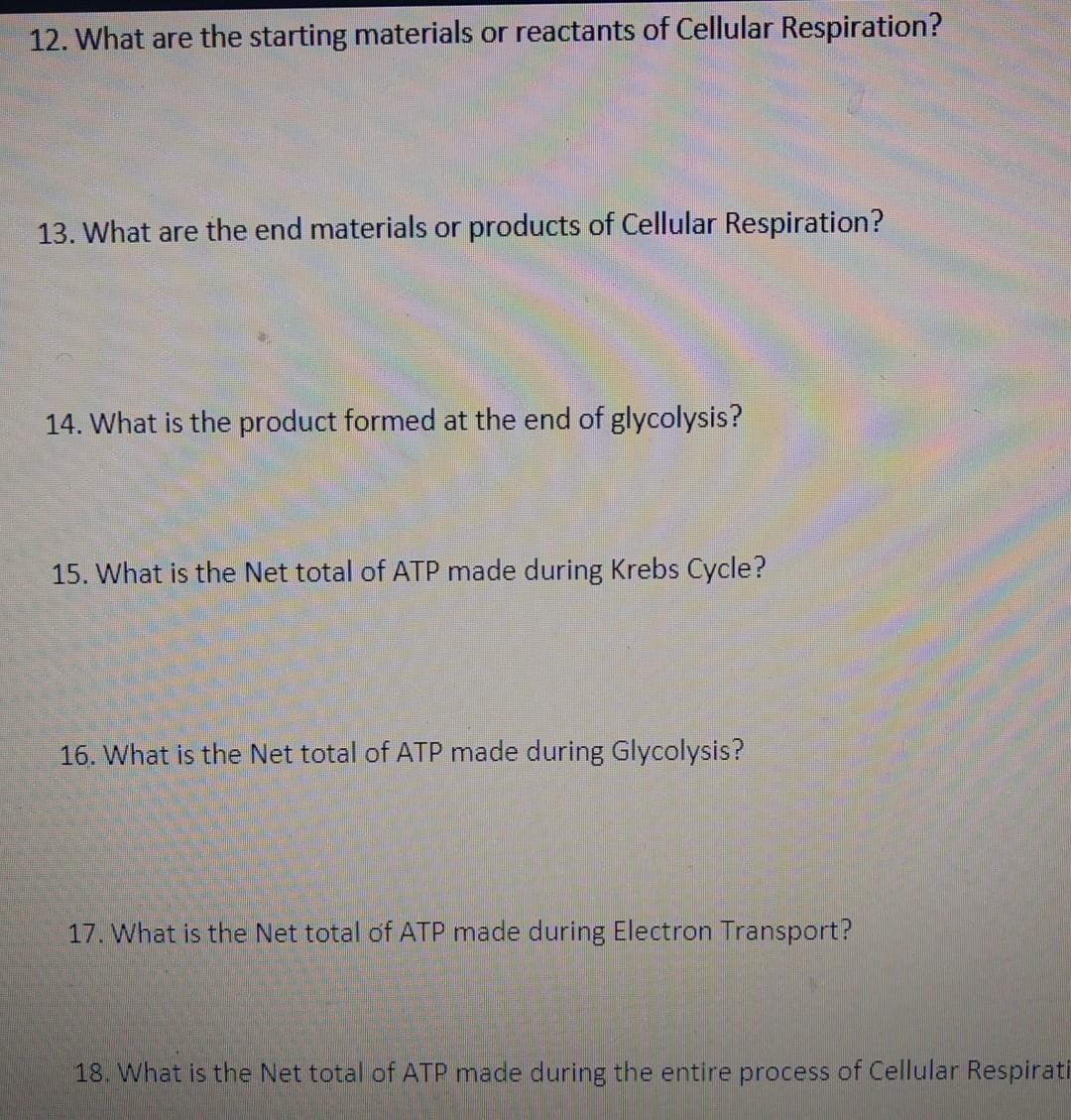 Solved 1. List the 3 processes of Cellular Respiration in | Chegg.com