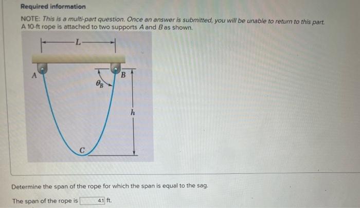 Solved How do you find the span of the rope and the angle | Chegg.com