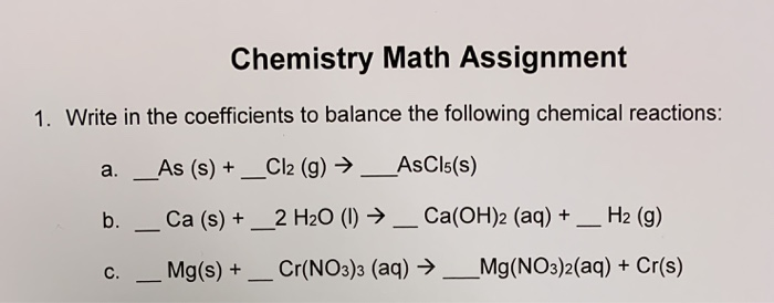 Solved Chemistry Math Assignment 1. Write in the | Chegg.com