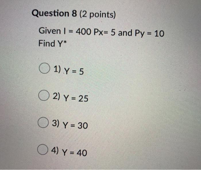 Solved Question 1 (2 points) Use the following to answer all | Chegg.com