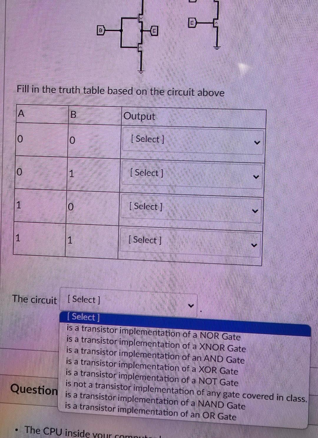 Question 3 Fill in the truth table based on the | Chegg.com