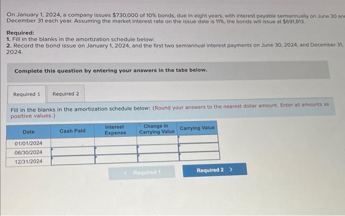 Solved On January 1 2024 A Company Issues 730 000 Of 10 Chegg Com   Image