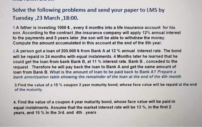 Solved Solve the following problems and send your paper to | Chegg.com