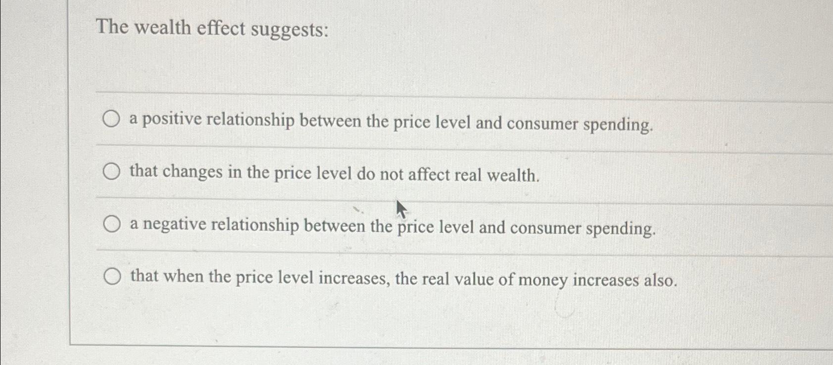 Solved The Wealth Effect Suggests:a Positive Relationship | Chegg.com