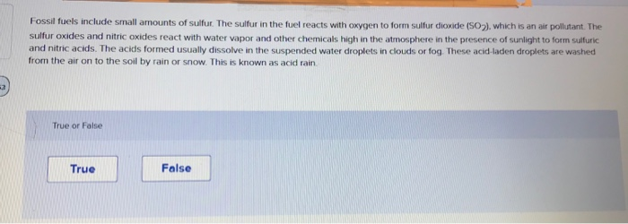 Solved Fossil fuels include small amounts of sulfur. The | Chegg.com