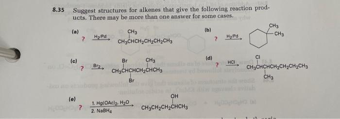 Solved 8.35 Suggest structures for alkenes that give the | Chegg.com