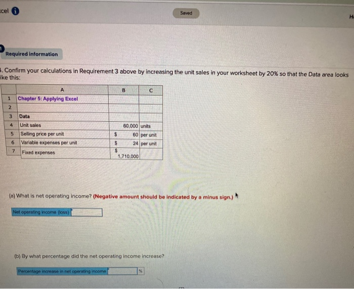 Solved and excel 1 Saved Help Sev Required information | Chegg.com