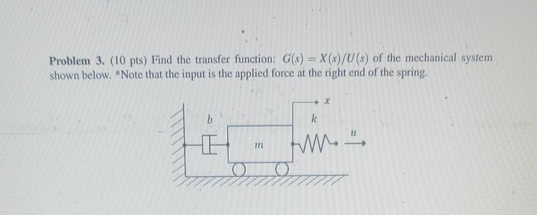 Solved Problem 3. (10 pts) Find the transfer function: | Chegg.com