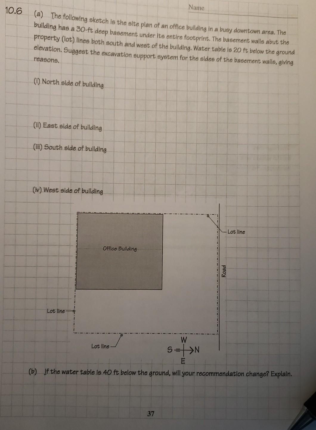 Solved 10.6 a) The following sketch is a site plan of an | Chegg.com