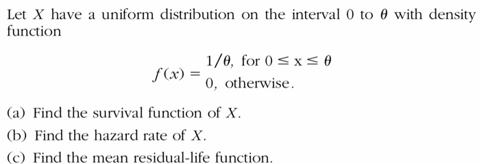 Mean Residual Life Function Uniform Distribution