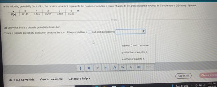 Solved In the following probability distribution, the random | Chegg.com