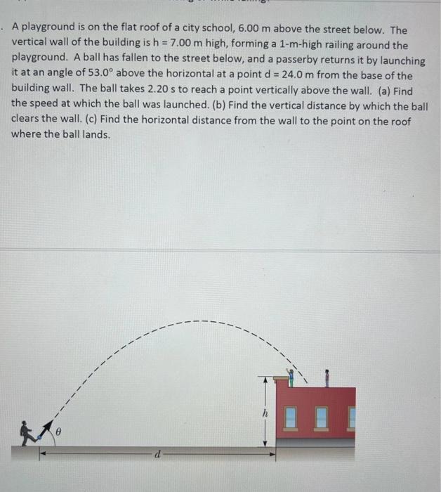 Solved A playground is on the flat roof of a city school, | Chegg.com