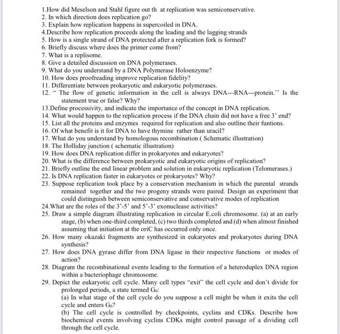 Solved 1.How did Meselson and Stahl figure out that | Chegg.com