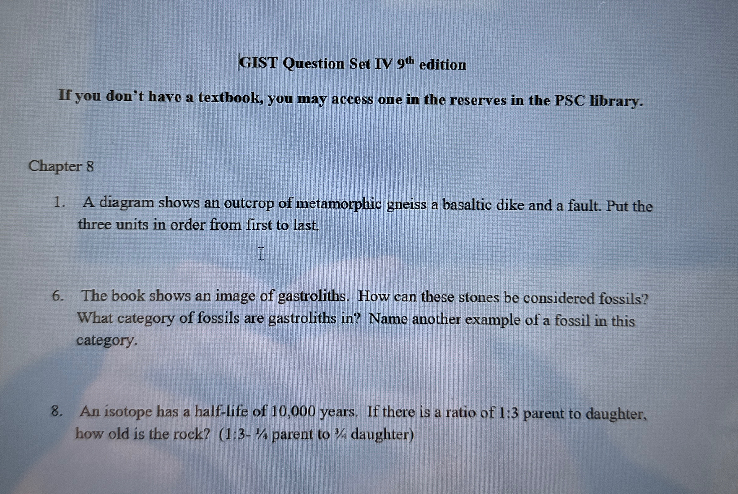 Solved GIST Question Set IV 9th ﻿editionIf you don't have a | Chegg.com