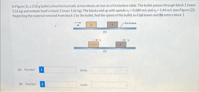 Solved In Figure (1), A 3.50 G Bullet Is Fired Horizontally | Chegg.com