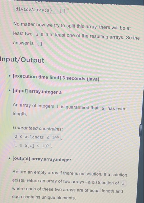 Solved Given an array of integers a of even length, your | Chegg.com