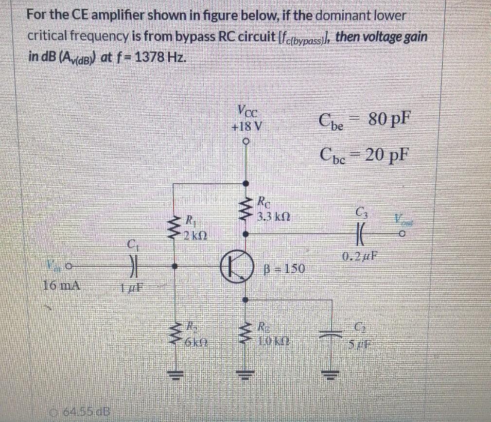Solved For the CE amplifier shown in figure below, if the | Chegg.com