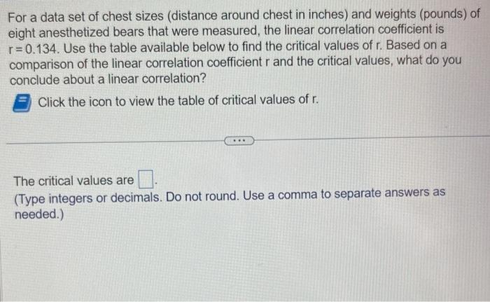Solved For a data set of chest sizes (distance around chest | Chegg.com