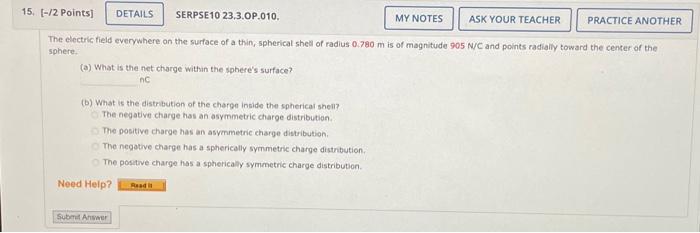 Solved The electric field everywhere on the surface of a | Chegg.com