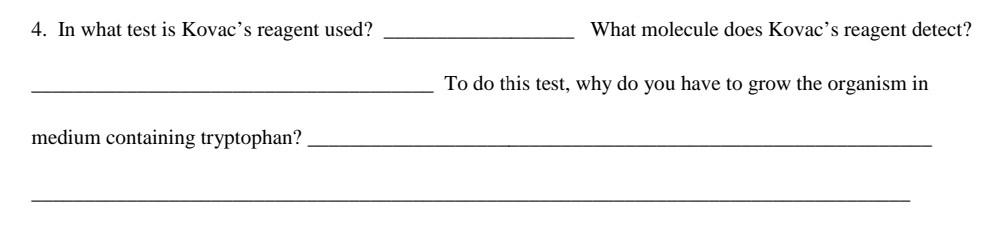Solved 4. In what test is Kovac's reagent used? What | Chegg.com