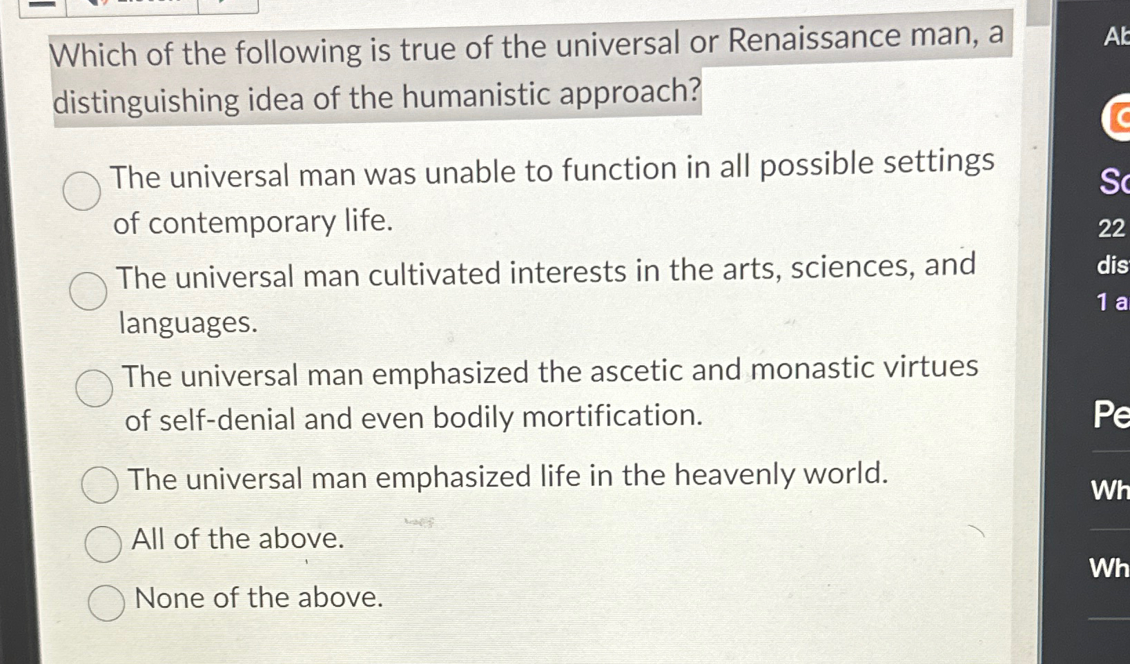 Solved Which of the following is true of the universal or | Chegg.com