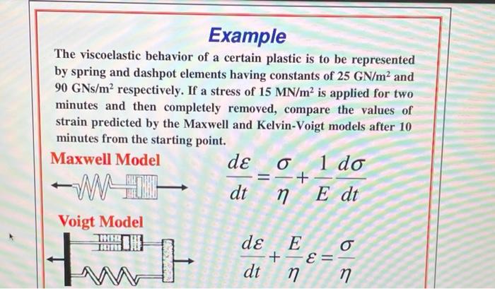 Solved Example The Viscoelastic Behavior Of A Certain | Chegg.com