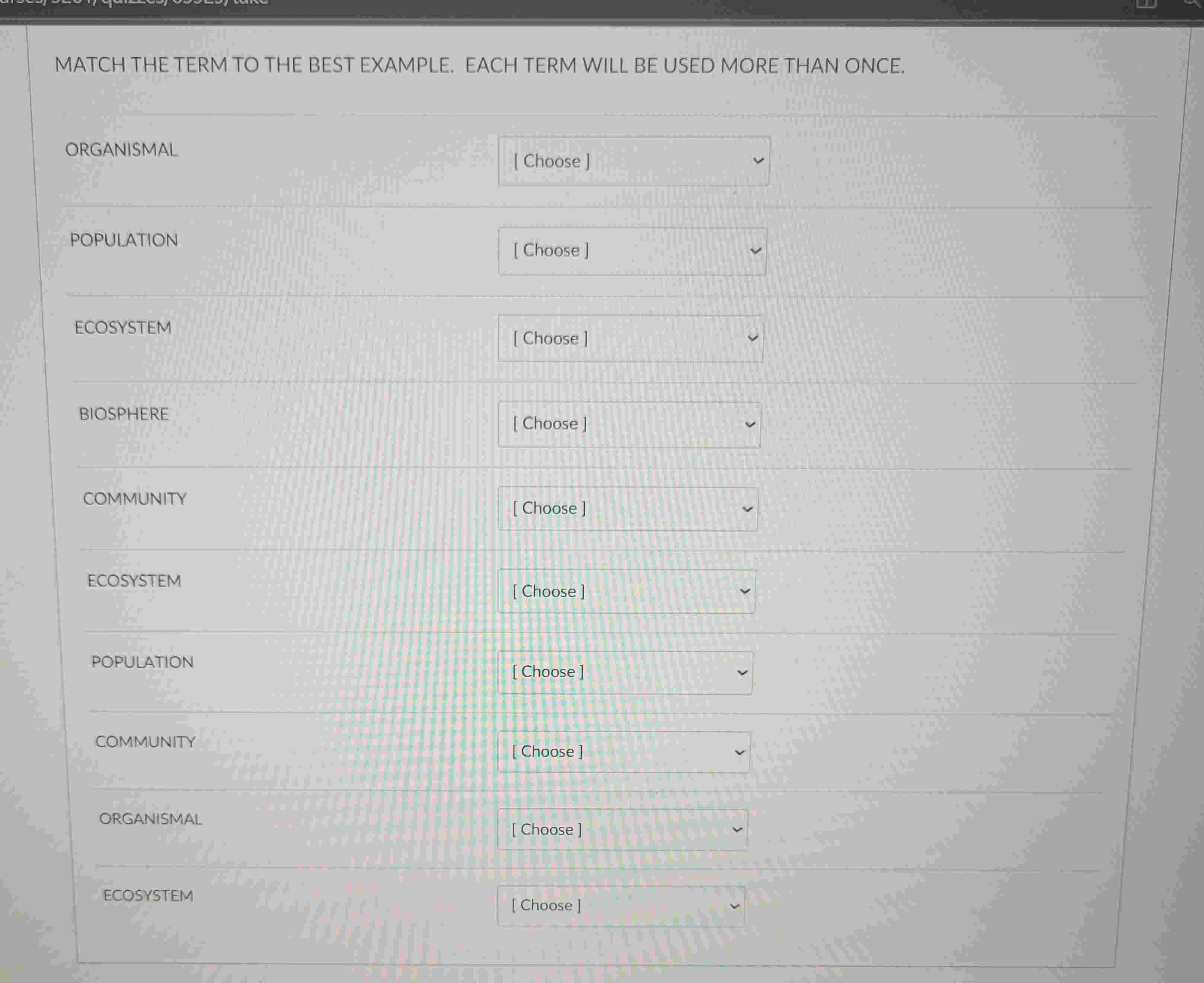 Solved MATCH THE TERM TO THE BEST EXAMPLE. EACH TERM WILL BE | Chegg.com