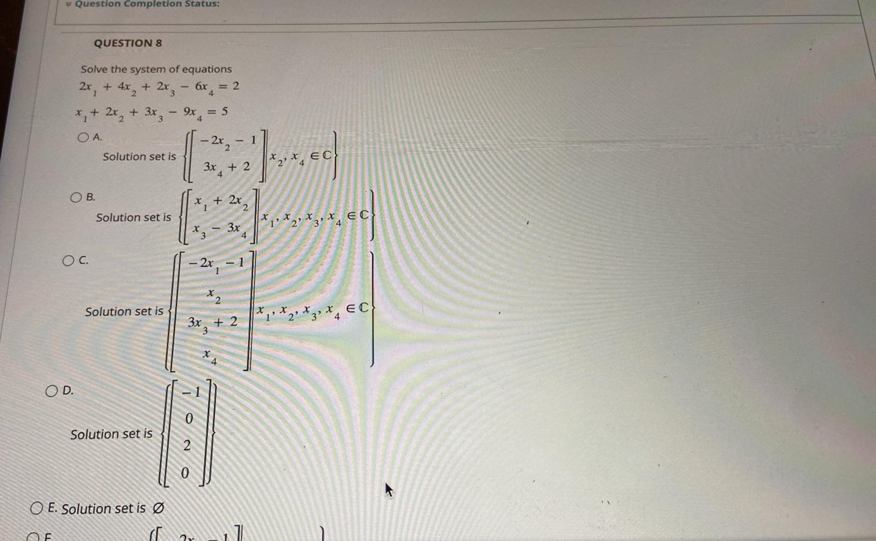Solved QUESTION 8Solve the system of | Chegg.com