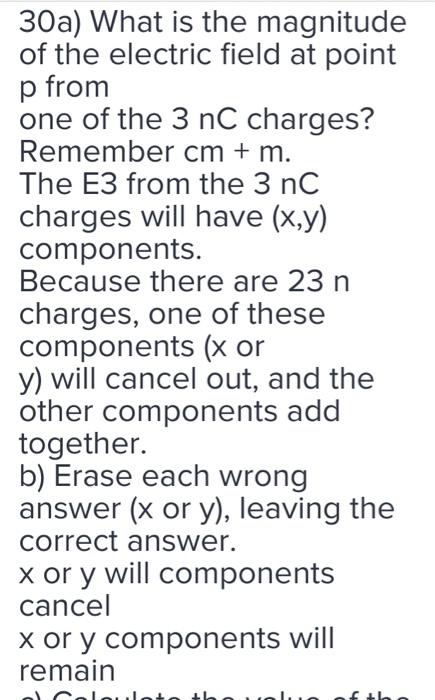 Solved 30a) What is the magnitude of the electric field at | Chegg.com